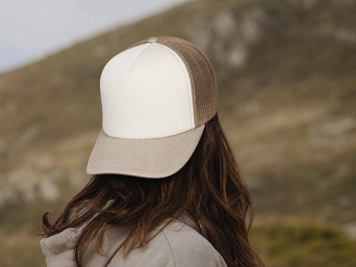 Trucker cap worn outdoors in natural light