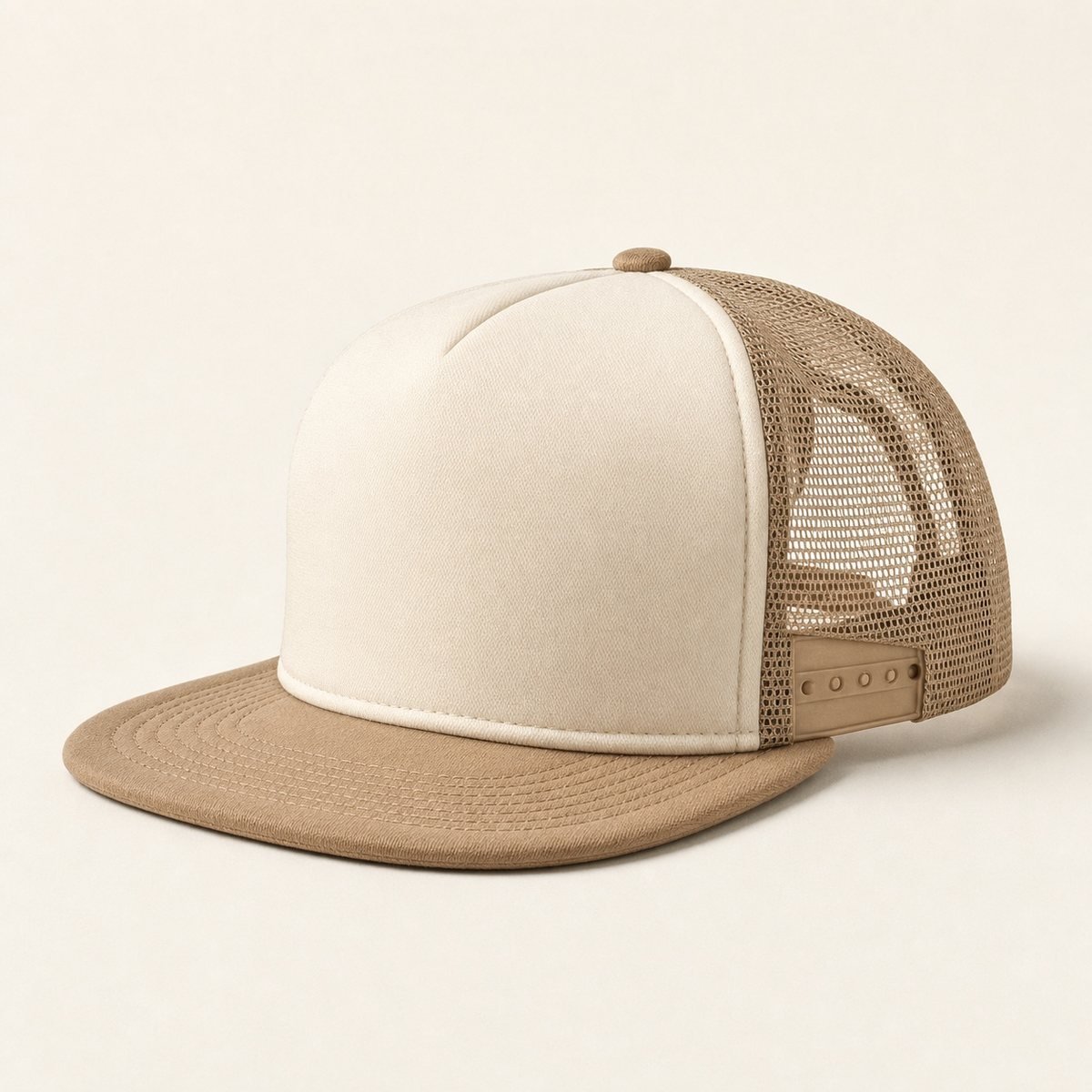 Classic foam-front trucker cap with flat brim