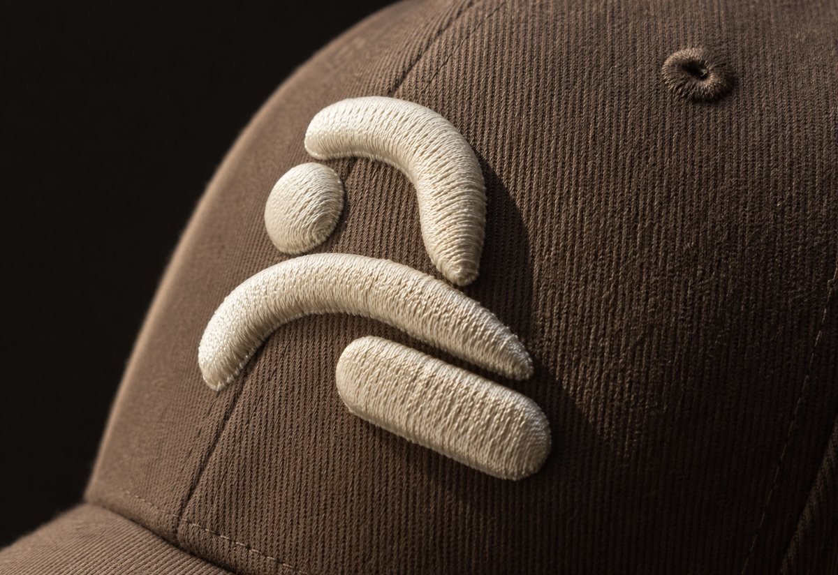 3D puff embroidery on a twill cap front