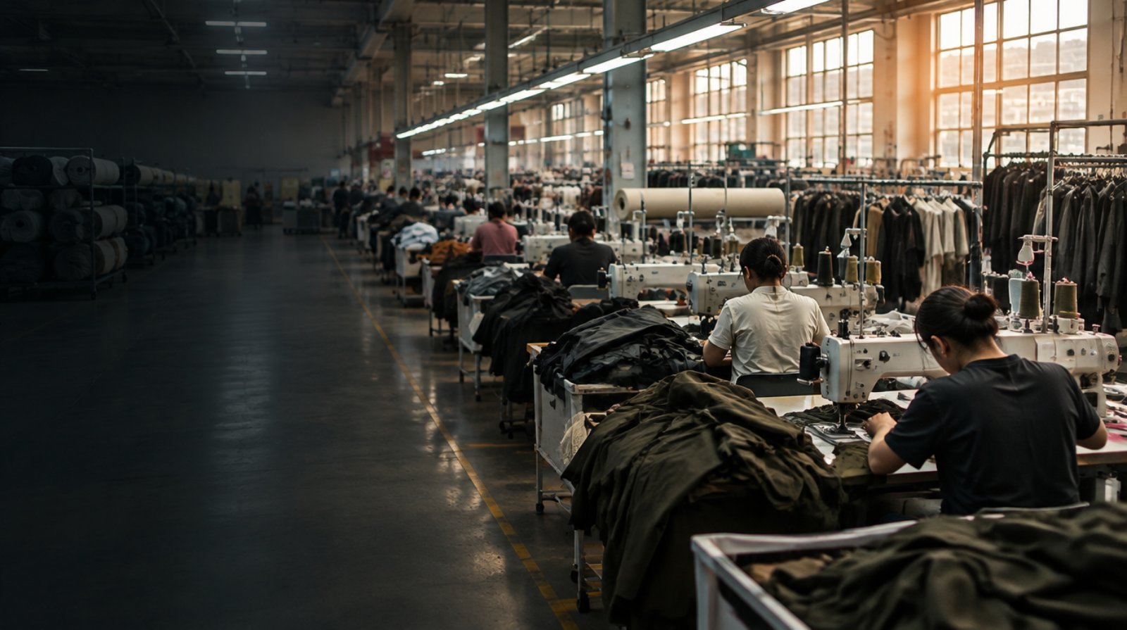 Garment production floor at a vetted manufacturing partner in Bangladesh